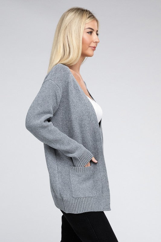 Melange Open Front Sweater Cardigan 