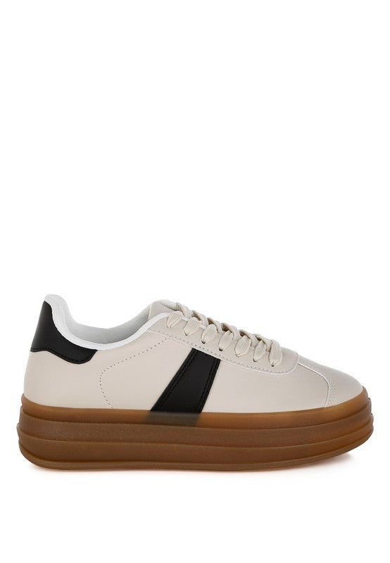 Knockout Faux Leather Lace-Up Sneakers