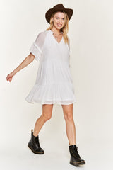 Ruffled neck tiered mini dress JBJ1054A