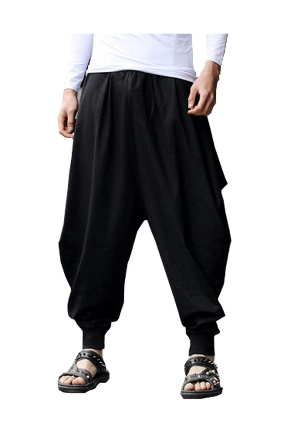 Trendy Men's Loose Harem Pants Stretchy Casual Trousers