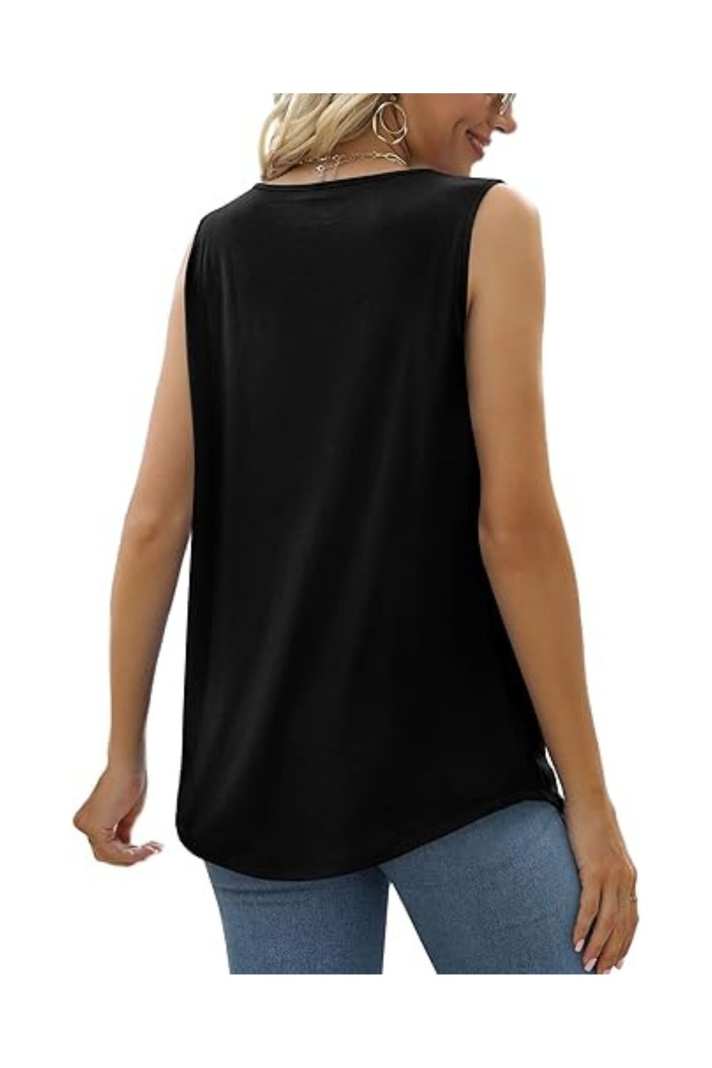 Trendy Women's Loose Fit Pleated Square Neck Tank