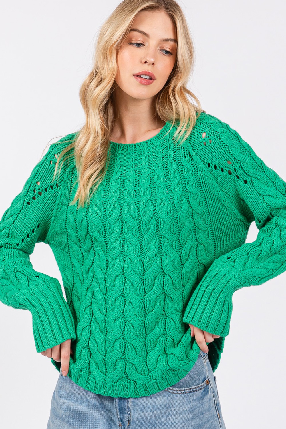 SAGE + FIG Cable-Knit Long Sleeve Sweaters