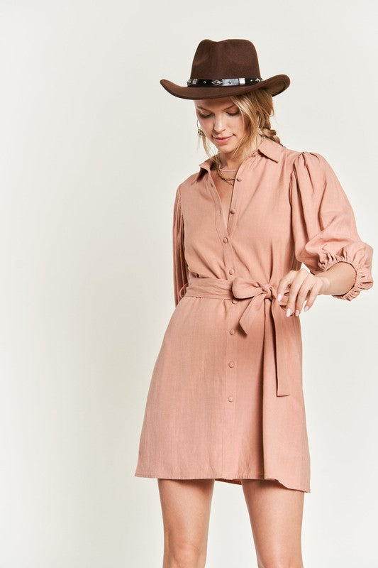 Solid Button Down Dress