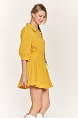 Eyelet Detail 3/4 Sleeve Short Dress