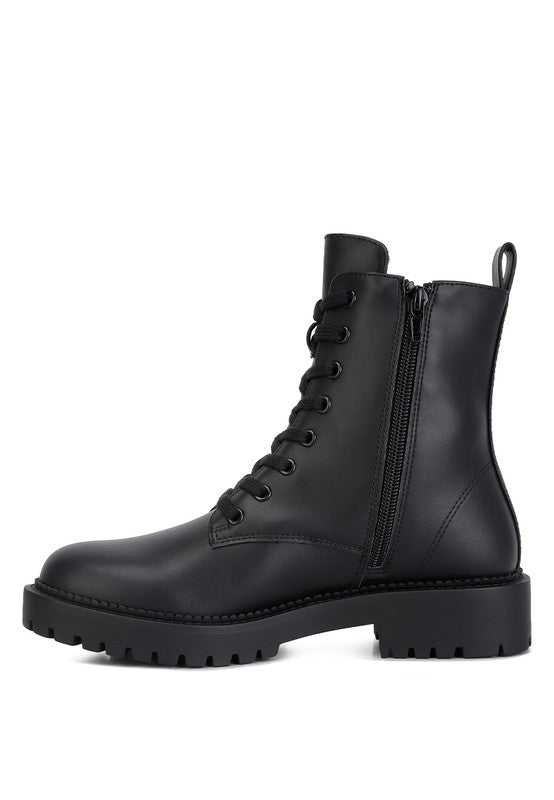 Forter Faux Leather Lace Up Boots