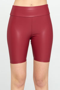 High Waist Pu Biker Shorts