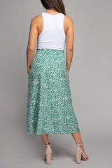 Floral Midi Skirt With Slit