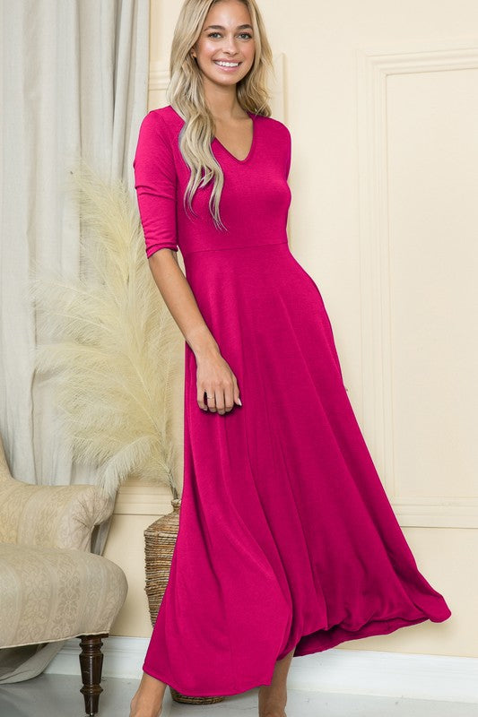 Plus Solid Empire Waist Maxi Dress