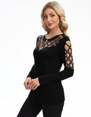 Women’s Long Sleeve Shirts Rhinestone Memorose