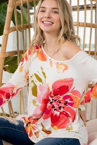 Plus Floral One Shoulder Top