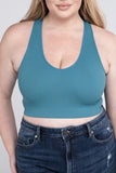 Plus Ribbed Cropped Racerback Tank Tops