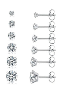 6 Pairs Hypoallergenic Cubic Zirconia Earrings