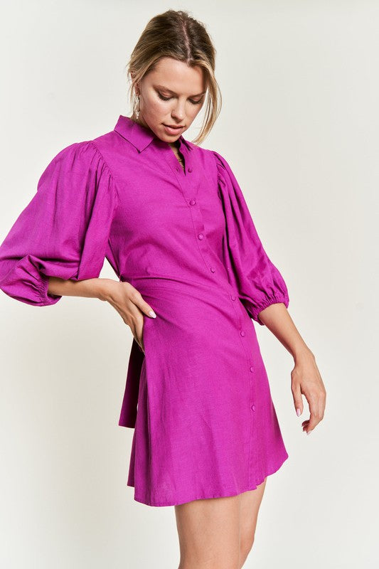 Solid Button Down Dress