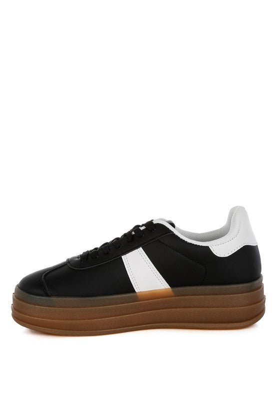 Knockout Faux Leather Lace-Up Sneakers