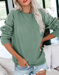 Zenana Womens Pullover Sleeve Relaxed Sweatshirt