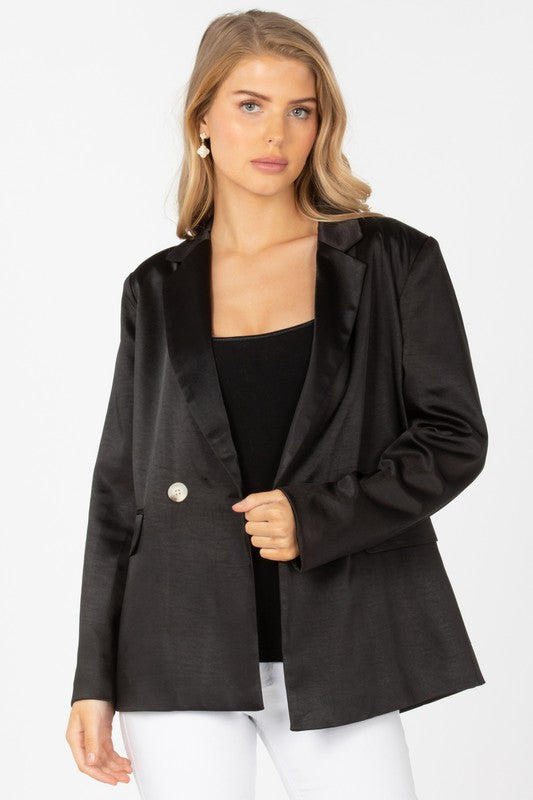 Satin Double Breasted Blazer
