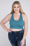 Plus Ribbed Cropped Racerback Tank Tops