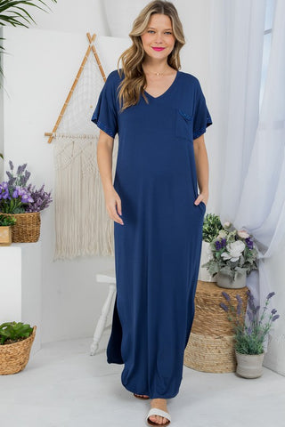 Plus Solid Rhinestone Maxi Dress 