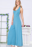 Plus Solid Sleeveless Open Back Jumpsuit