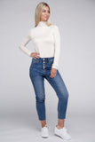 Ribbed Turtle Neck Long Sleeve Top 