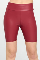 High Waist Pu Biker Shorts