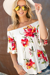 Plus Floral Off Shoulder Top