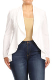 Plus Casual Solid Open Front Jacket Blazer