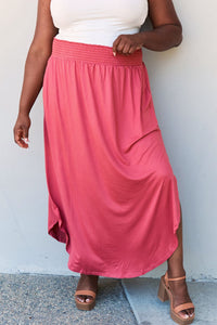 Full Size High Waist Scoop Hem Maxi Skirt in Hot Pink