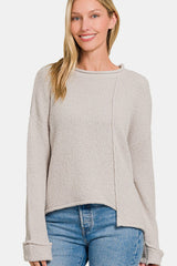 Zenana Hem Drop Shoulder Sweater