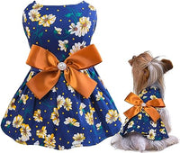 Elegant Floral Puppy Dog Dress, Sundress Vest Shirt for Small Dogs Cats(Golden Brown,XS)