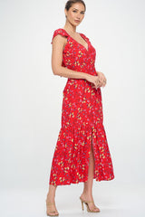 Summer Floral Slit Maxi Dress