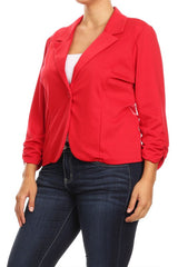 Plus Size Solid Waist Length Blazer