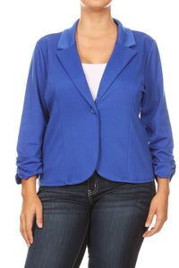 Plus Size Solid Waist Length Blazer