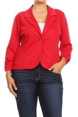 Plus Size Solid Waist Length Blazer