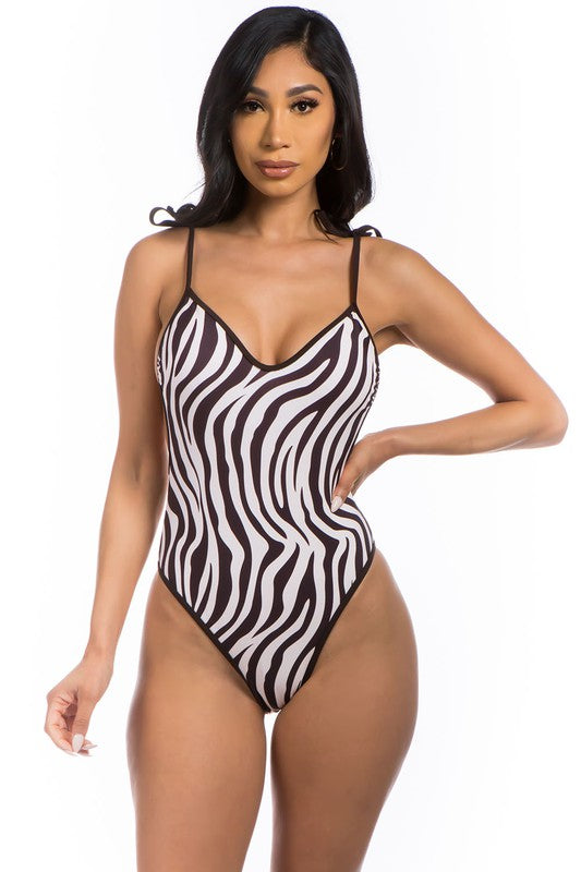 One-piece Zebra Print Bathing Suits