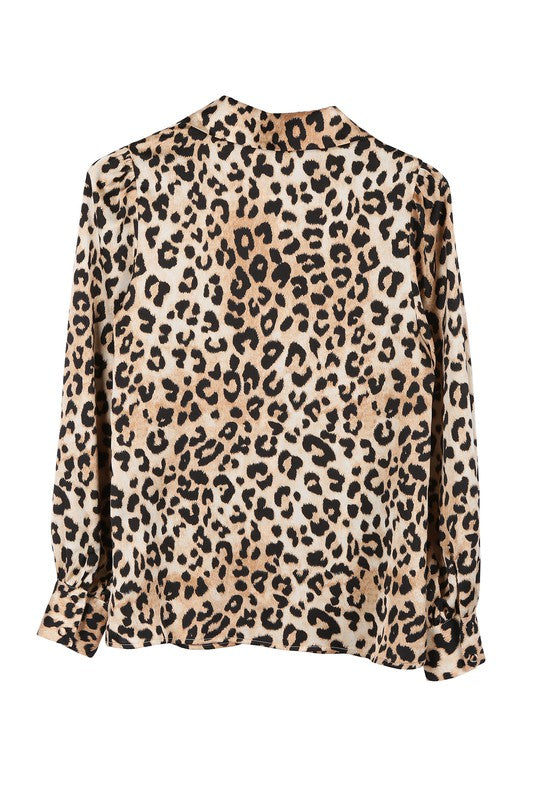 Satin leopard blouse
