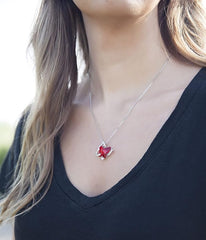 Birthstone Crystal Necklace, Silver Tone