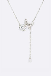 CZ Butterfly Chain Drop Pendant Necklace