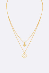 CZ Double Cross Layer Pendant Necklace