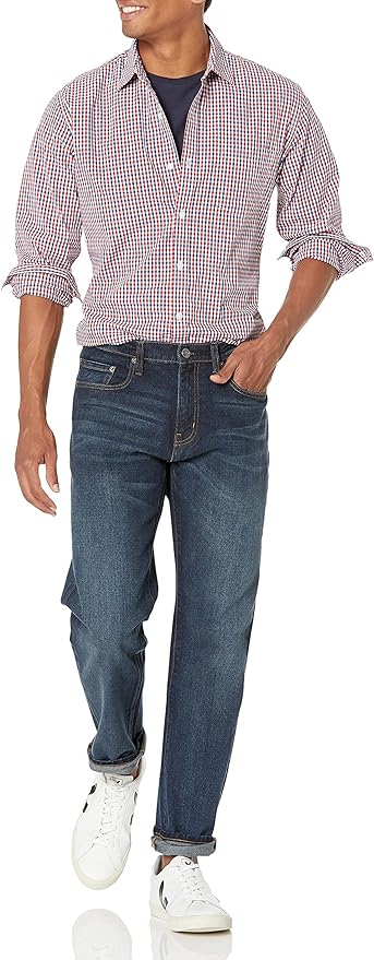Classic Dark Wash Straight Fit Jeans for Men