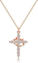 Crown Cross Necklace for Women – 14K Gold Faith Pendant, Mother’s Day Gift