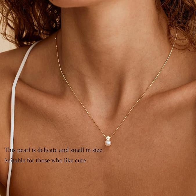 14K Gold Plated Pearl Pendant Choker Necklace for Women