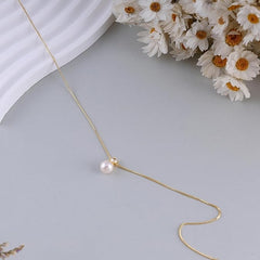 14K Gold Plated Pearl Pendant Choker Necklace for Women