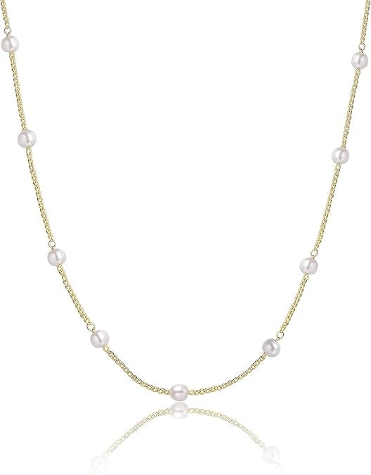 14K Gold Plated Pearl Pendant Necklace for Women