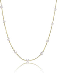 14K Gold Plated Pearl Pendant Necklace for Women