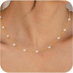 14K Gold Plated Pearl Pendant Necklace for Women