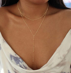 Double Layer Beaded Gold Chain