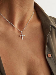 Elegant Silver Cross Pendant Necklace