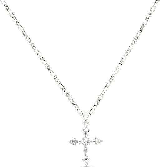 Elegant Silver Cross Pendant Necklace