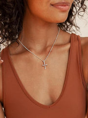 Elegant Silver Cross Pendant Necklace